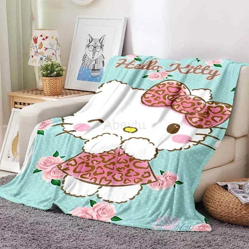 Sanrio Hello Kitty Blanket for Sofa Bed King Size Cute Cat Soft Flannel Throw Fluffy Bed Blanket New Born Winter Blanket Gift H251201