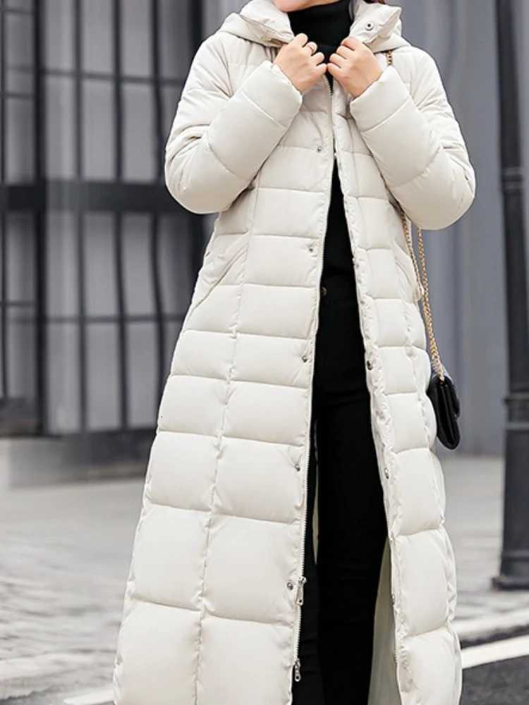 New Winter Womens Jacket Warm Fashion Comfortable Bow Belt Fox Fur Collar Clothes Long Dress Office Casual Womens Thick CoatT251201