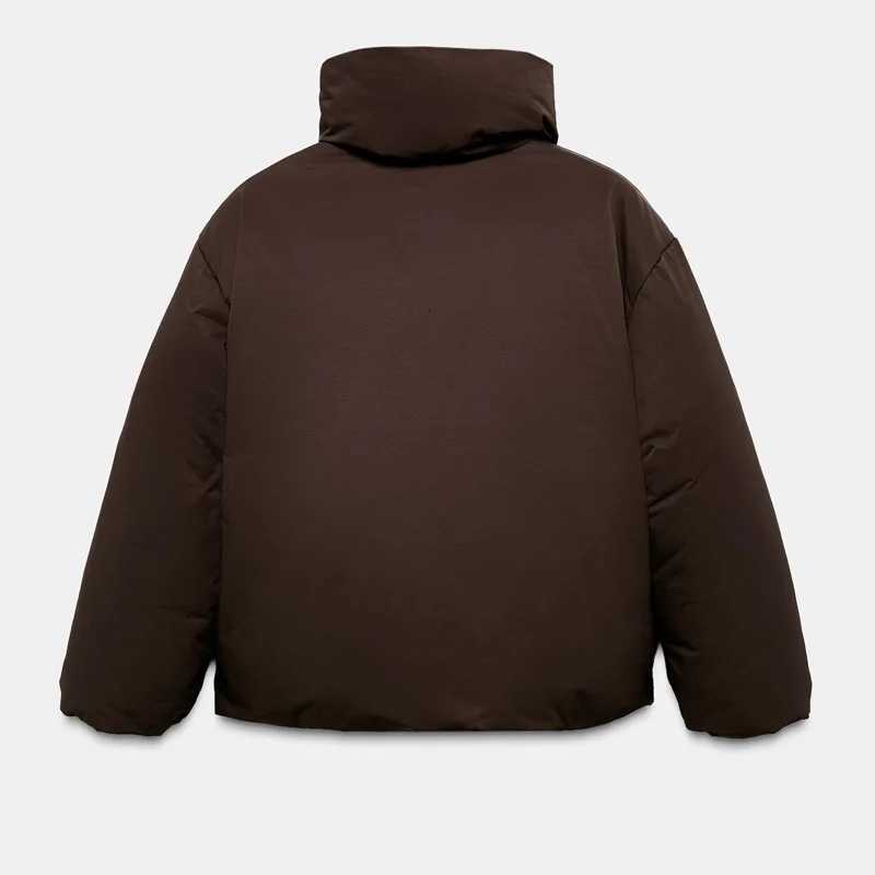 Winter Warm Puffy Womens Down Jacket Thicken High Collar Lace Up Cotton Padded Coats Single Breasted Outwear 2025 New Lady CoatT251201