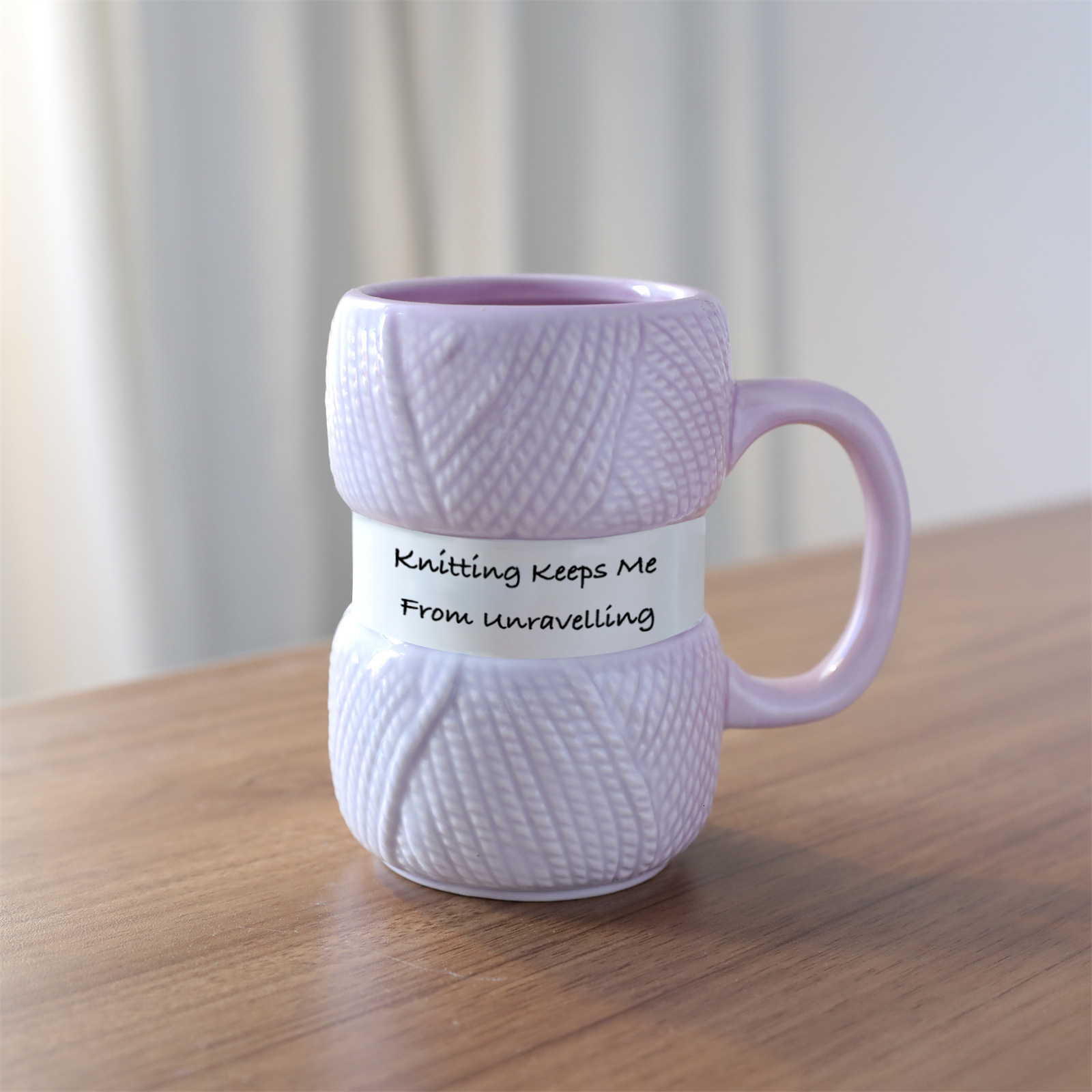 Novelty knitted gift mug colored yarn ball mug or Mothers Day gift 240903