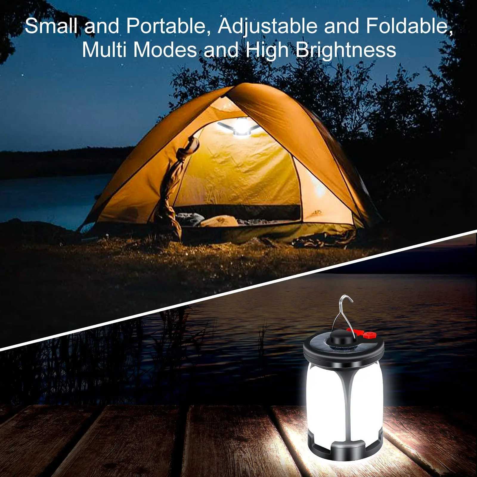 Outdoor Camping Lantern LED Light 6 Modes 60 LED Ultra Bright Tent Light USB Solar Rechargeable Fishing Hiking Party Camp Light M251201