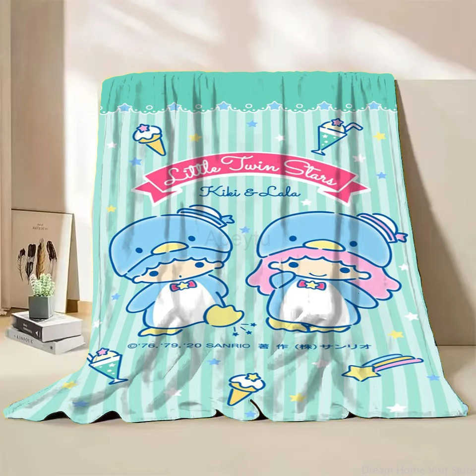 Sanrio Little Twin Stars Flannel Fluffy Throw Blanket for Home Bedroom Bed Sofa Lunch Break Picnic Travel Cover Blanket Kid Gift H251201