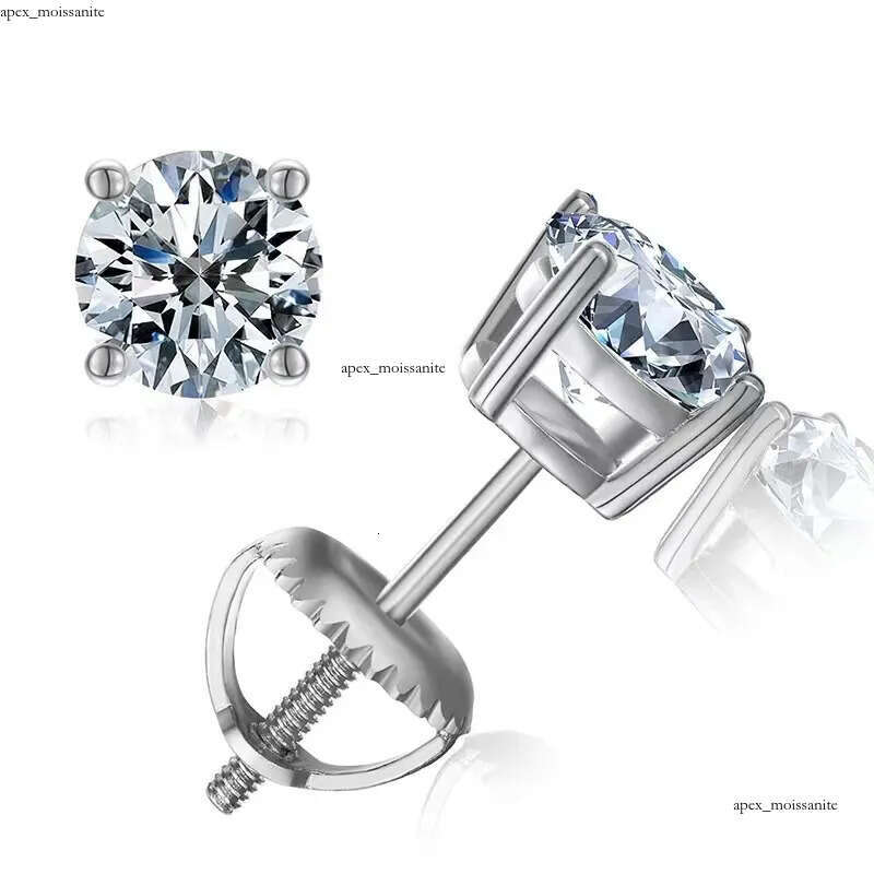 pass diamond tester vvs moissanite designer for women 925 sterling silver stud earrings gold plated mens screw back earring jewelry valentines day gift