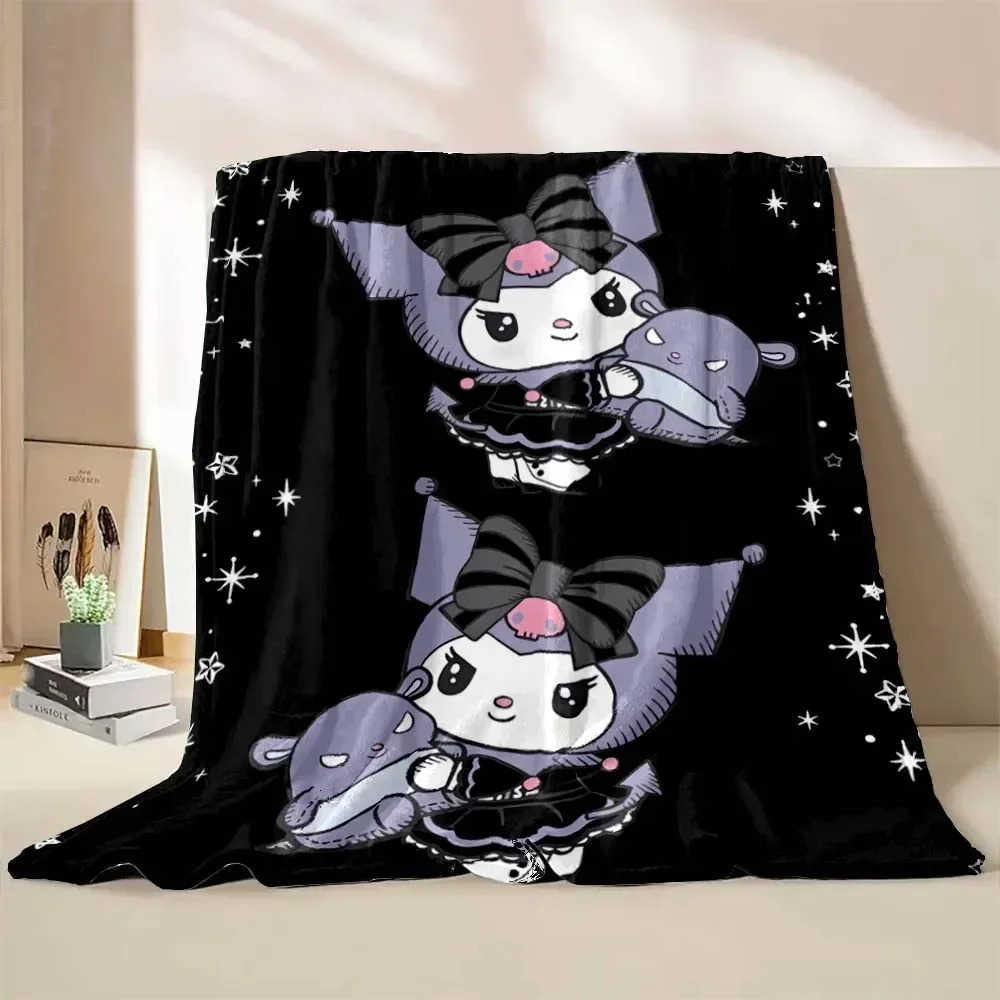 Sanrio 6 Sizes Warm Soft Kuromi Custom Blanket Fluffy Children and Adults Sofa Plush Bedspread Throw Blanket for Sofa Bed H251201