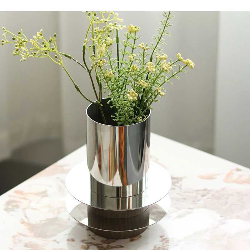Metal Round Laminated Vase Geetric Arts and Crafts Decoration Floral Arrangement Accessories Flower He Y251201