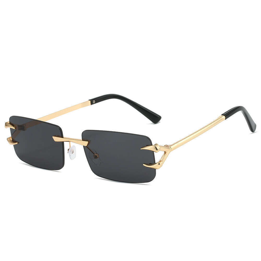 2024 Cross-Border New Frameless Fashion Brand Designer Simple Square Rimless Ocean Color Sunglasses