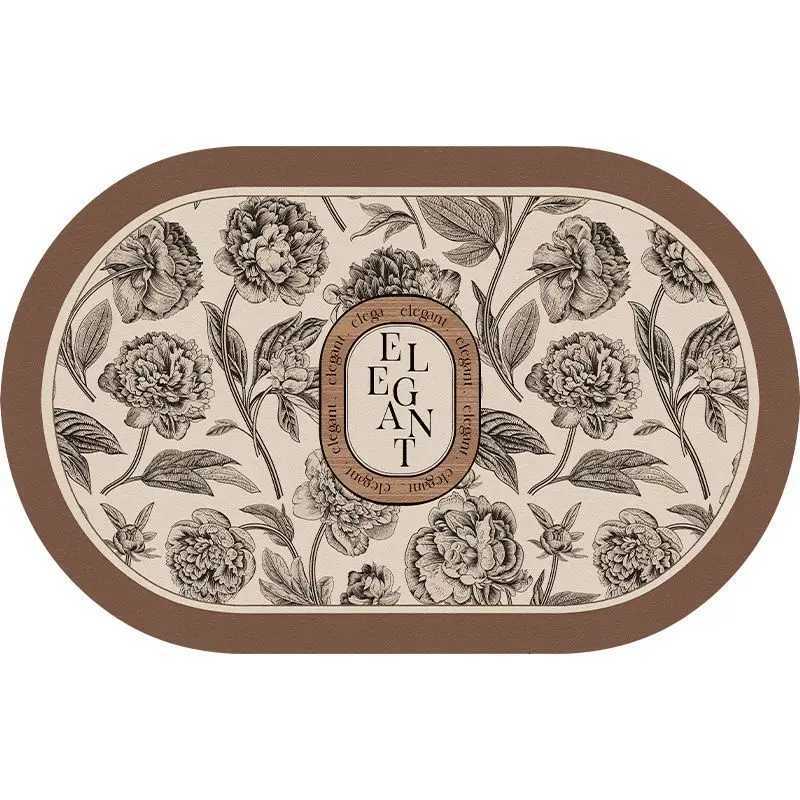 Absorbent quick-drying floor mat retro diat d non-slip cushion rubber foot mat H251129