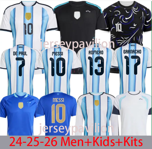 Argentina 2026 World Cup Home Soccer Jerseys 24 25 26 3 Star Fans Player Version MESSIS MAC ALLISTER DI MARIA MARTINEZ DE PAUL Men Kids kit Women Football Shirts
