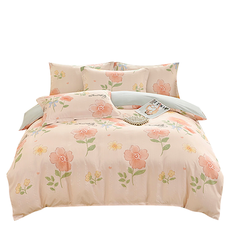 Luxurious Cloud-Like Voile Cotton Bed Sheet Set with Quilt Cover & Pillowcases - Soft Four-Piece Ensemble bedding