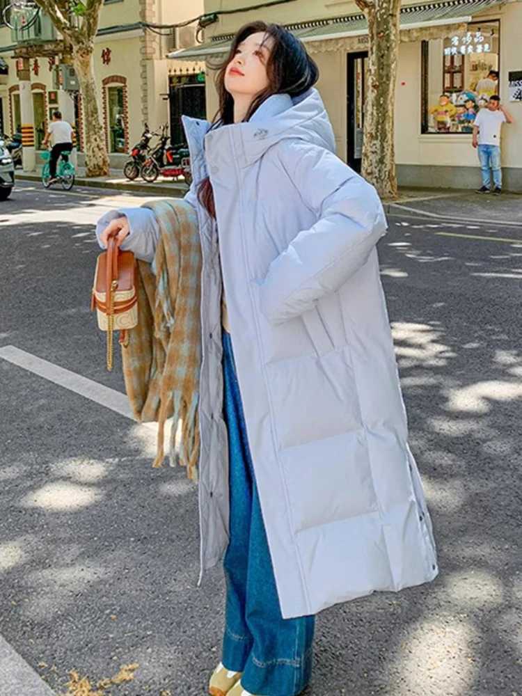 Female Down Cotton Hooded Overcoat 2025 Winter Women Jacket Coats Long Parkas Thick Warm Jackets Windproof Casual Student CoatT251201