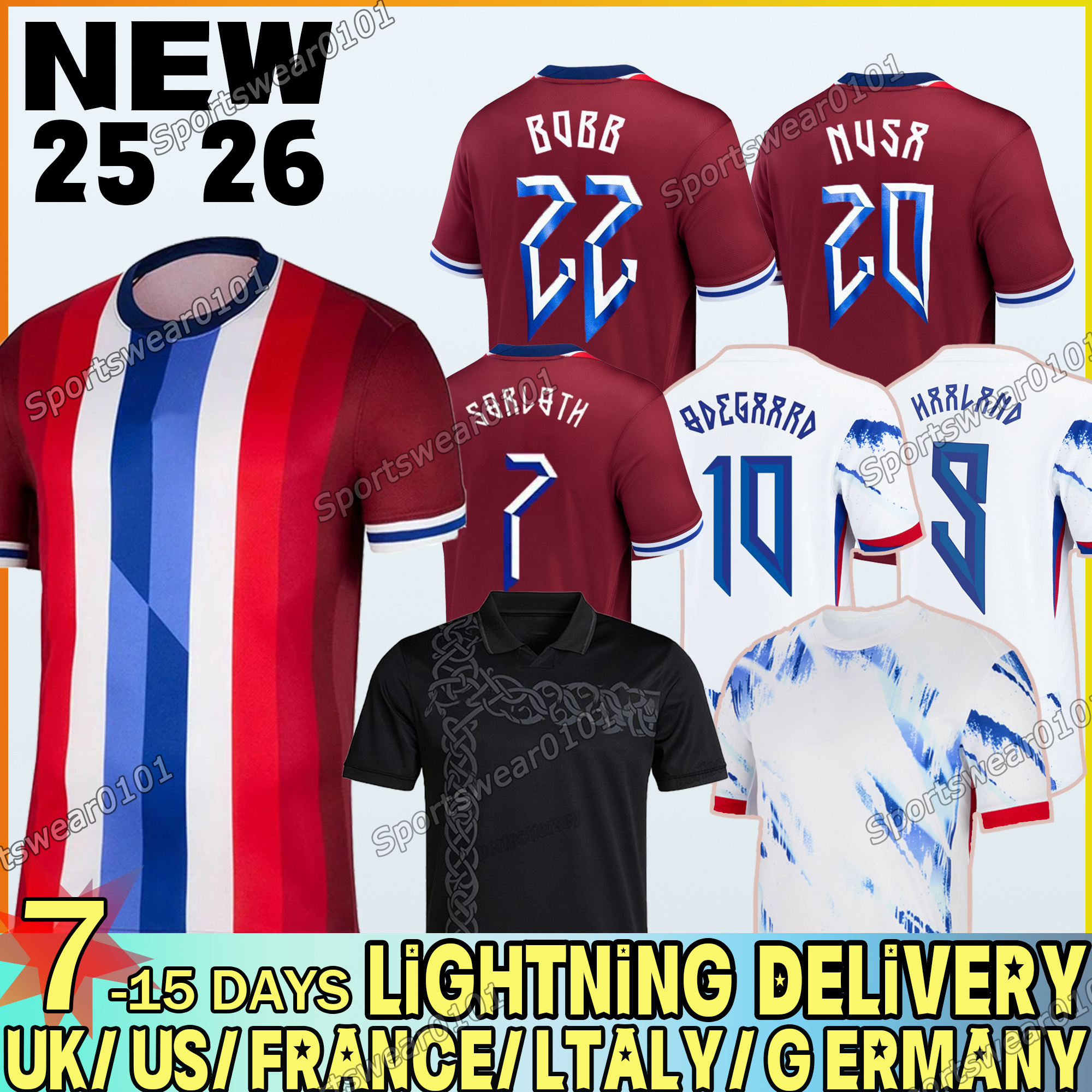 25 26 Norway Soccer Jerseys Haaland #9 Strand Larsen #11 Bobb #22 Nusa #20 Berge #8 Ryerson #14 Schjelderup #10 fans Jerseys 24 25 Norwegiannorway jersey men kit kids