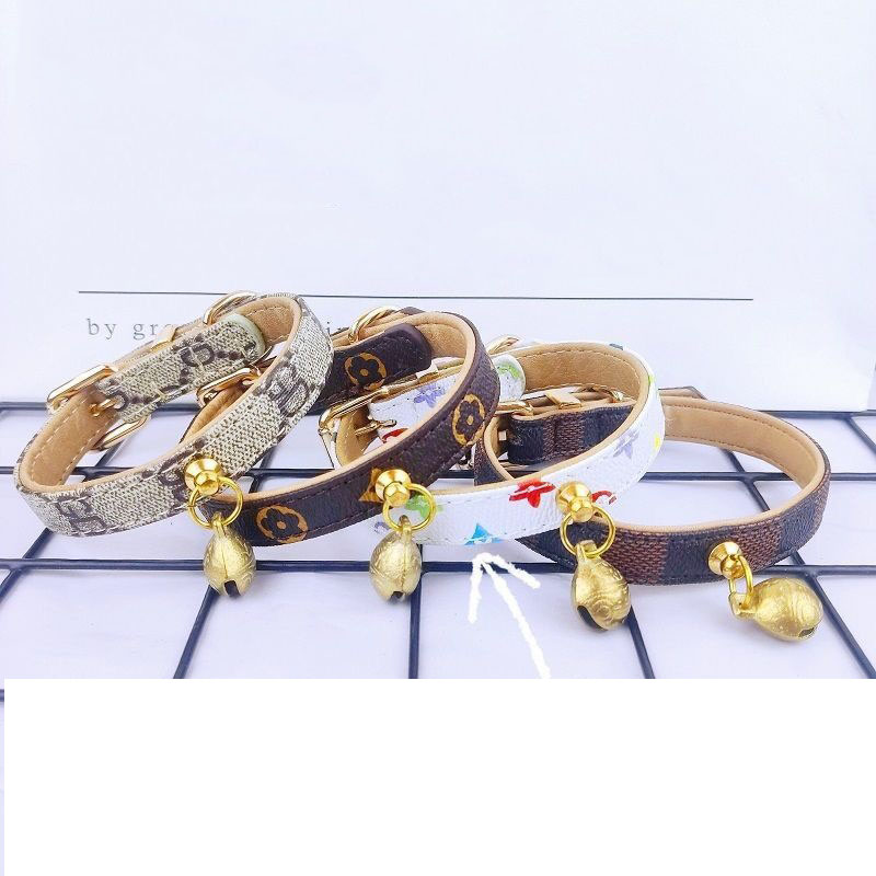 Luxury Dog Collar with Bell and Dog Tag Classic Design Adjustable Leather Pet Collar and Leash for Small Medium Dogs, Lightweight for Daily Use