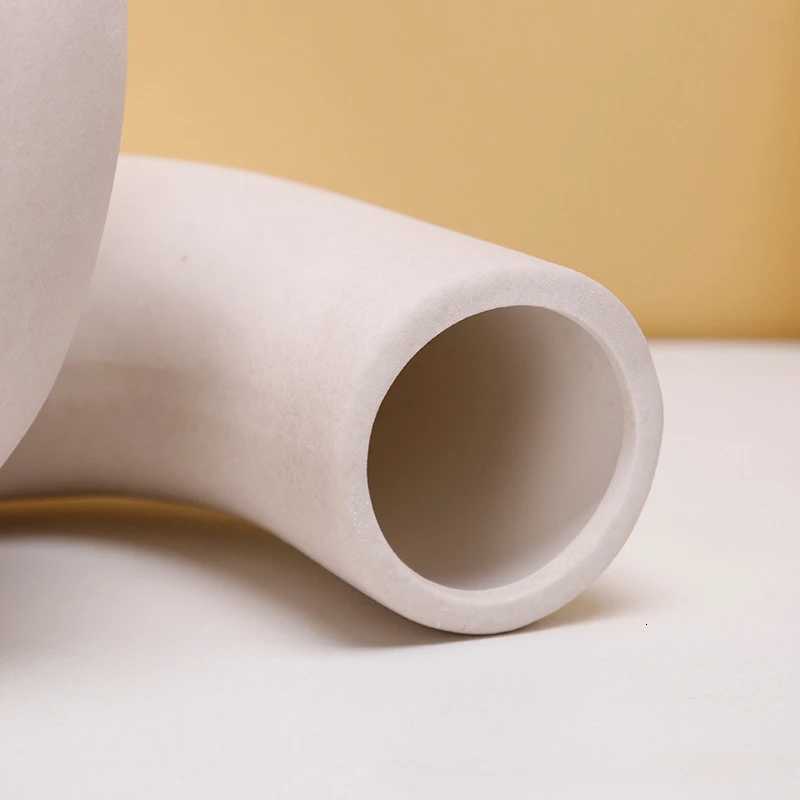 Ceramic Vase Curved Pipe Flower Arrangement Geetry Flower Vase Abstract Craft Ornaments Flowerpot He Decoration Accessories Y251201