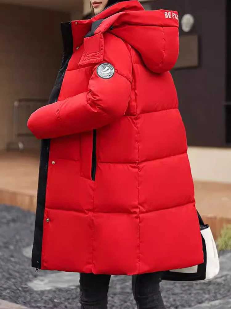 New in WomenS Winter Down Cotton Jacket Warm Thicken Cotton Padded Jacket Korean Loose Plus Size Parkas Outwear Long CoatT251201