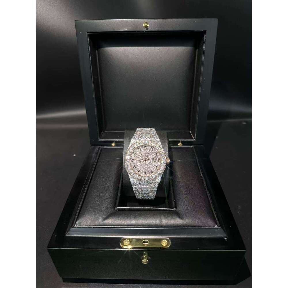 Pass the diamond 100% test VVS Moissanite Watch Watches, Fully Automatic Dia Iced Out Top Designer Fast home delivery 1555