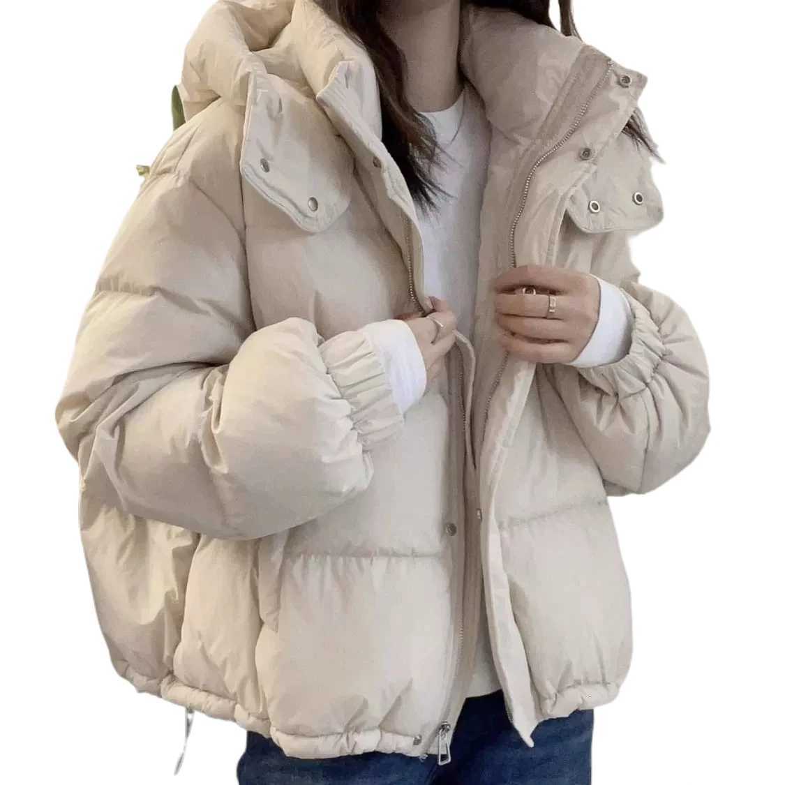Womens Hooded down Jacket 2025 Autumn Winter Collection Warm Casual Parka Loose Fit Cotton Padded Bigger Size AvailableT251201