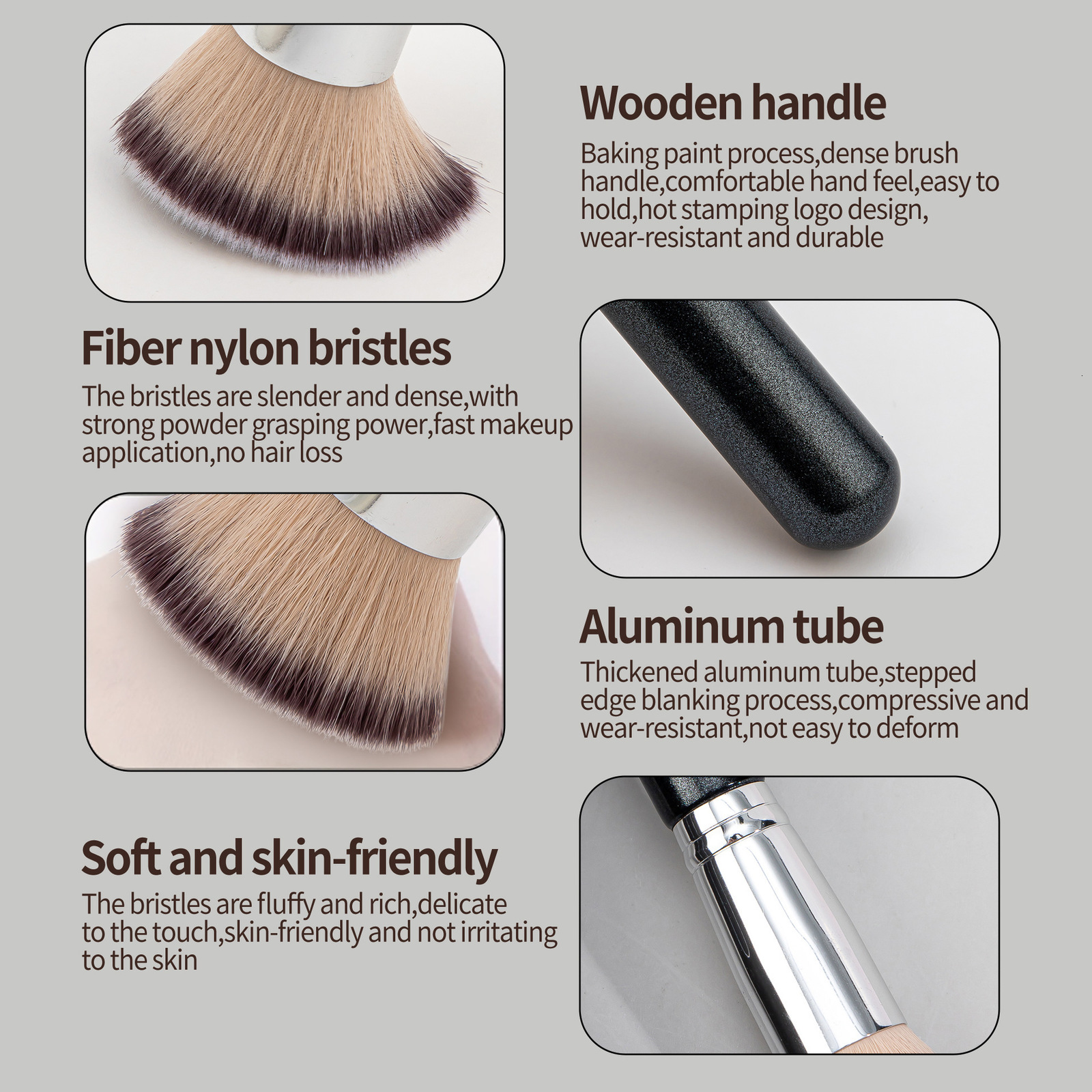 MAANGE 4Pcs makeup brush with case base concealer powder makeup brush soft and fluffy bristle large makeup brush set 240719