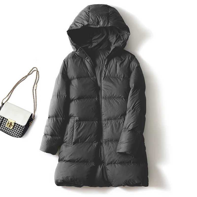 Schinteon Women Ultralight White Duck Down Jacket with Hood 2023 New Autumn Winter Warm Casual Outwear Solid Color Simple CoatT251201