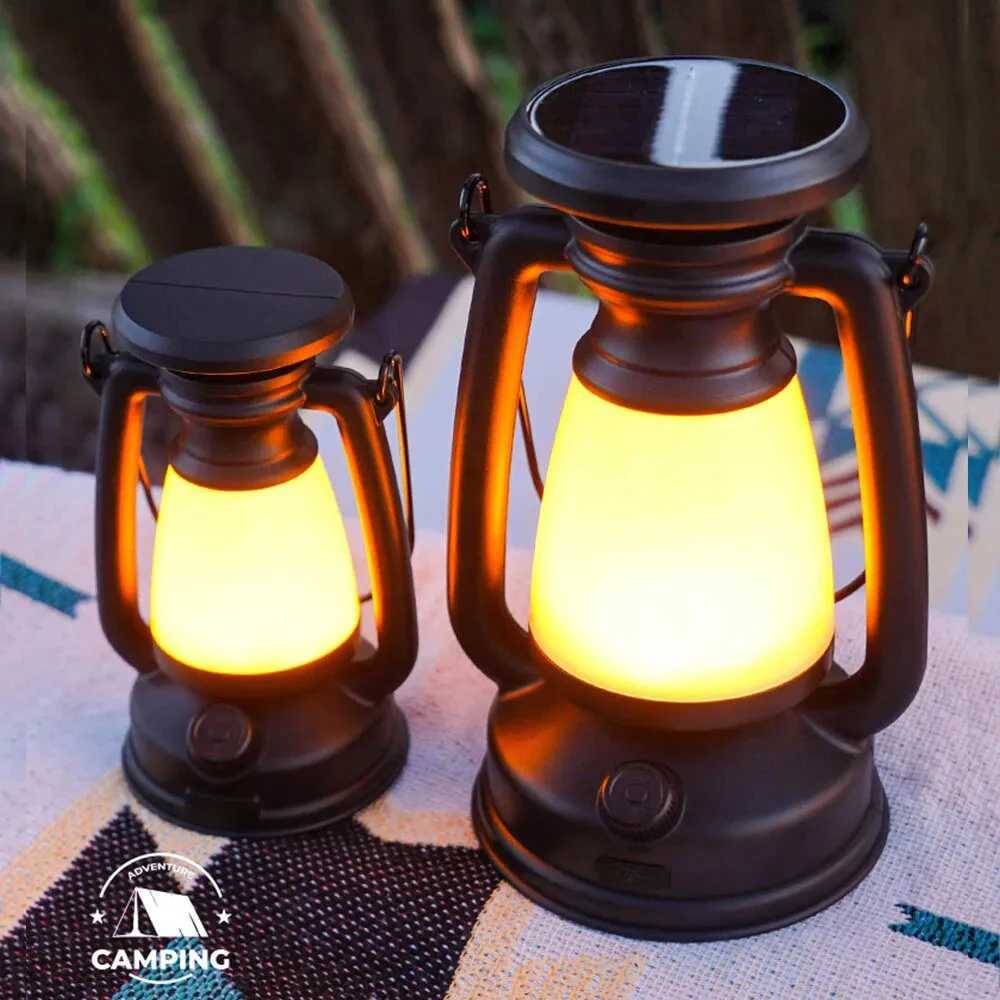 USB Rechargeable Camping Light Portable Camping Lanterns Hanging Tent Light 3000-5000K Stepless Dimming with Solar Charging M251201