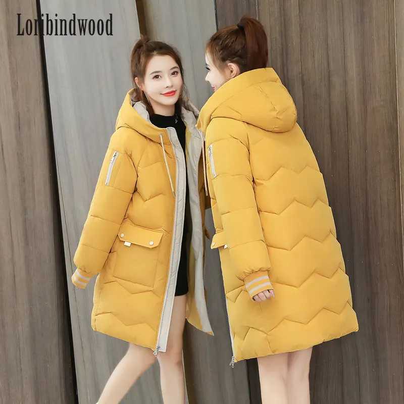 2023 Winter Women Jacket Coats Long Parkas Female Down cotton Hooded Overcoat Thick Warm Jackets Windproof Casual Student CoatT251201
