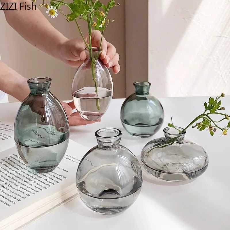 Minimalist Transparent Vase Lovely Small Plant Pots Table Decoration Flower Arrangement Floral Vases Ro Aesthetic Decor Y251201