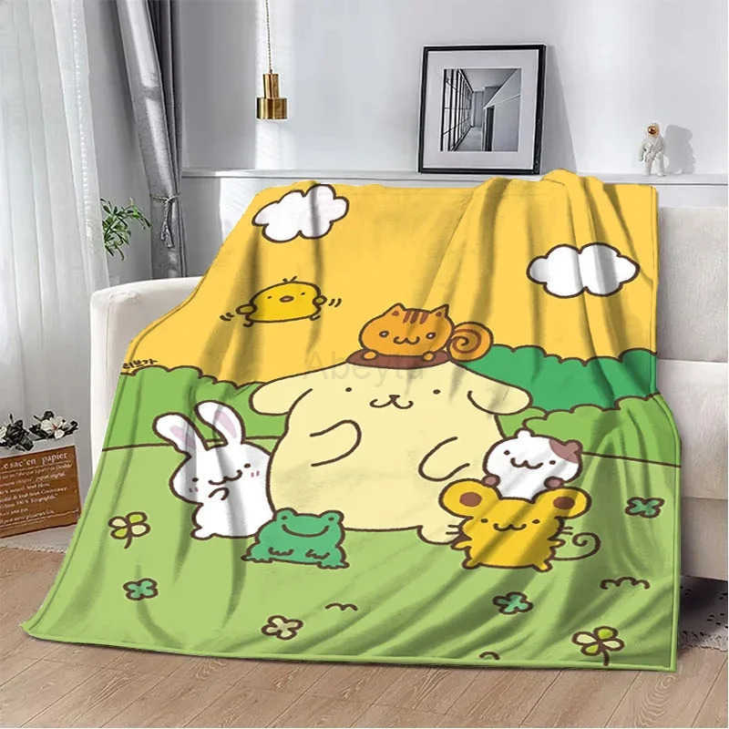 Sanrio 31 Style Pom Purin Cartoon Flannel Fluffy Soft Blankets for Children Plush Sofa Office Quilt Picnic Thin Blanket Gift H251201