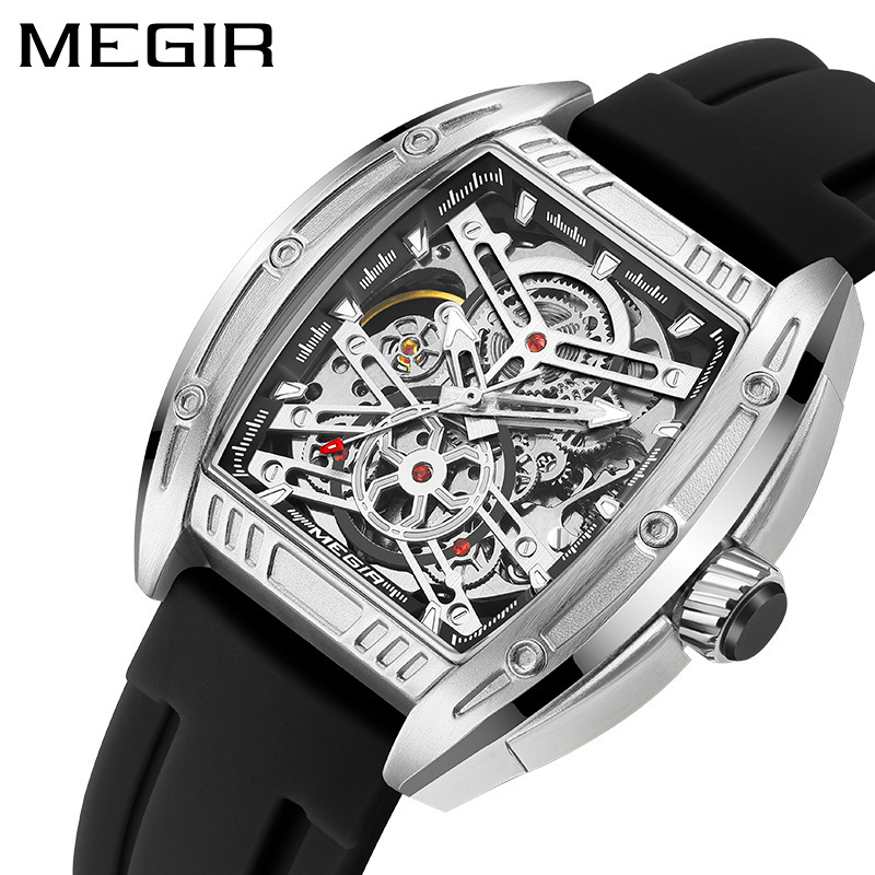MEGIR Designer Men's Sports Mechanical Movement Watch Silicone Strap Hot-selling Luminous Waterproof Multi-function 8601 Luxury Wristwatch Free S