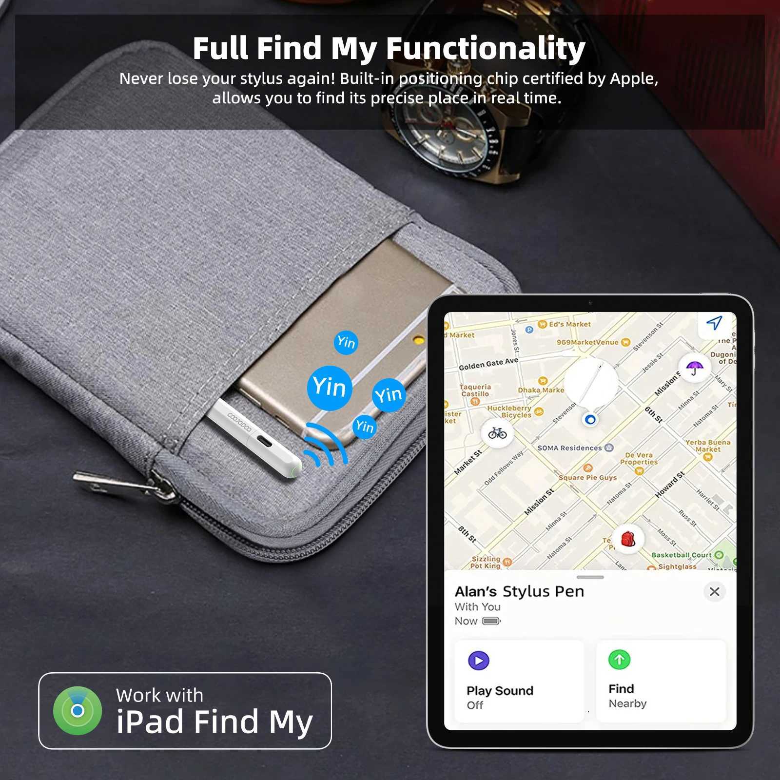 GOOJODOQ GD14 Stylus Pen For Pencil with IPad Find My And Cust Hotkeys for iPad Air6/5/ 4 iPad Pro 11 2018-2024 pro 13 C251201