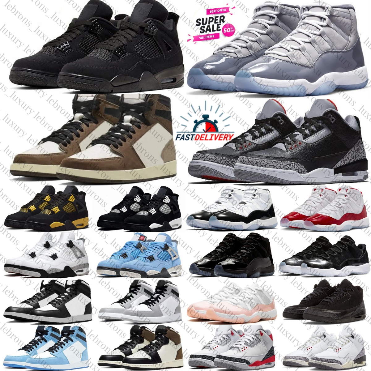 Designer Basketball Shoes Mocha Black Cat White Thunder Cherry Cool Grey Low High Mid Pink Patent Women Men Cement Fire Red Blue Gamma Lost Found Shadow Fear Pine Green