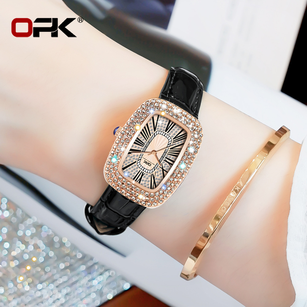 OPK Free Shipping New Designer Watch Manufacturer Wholesale One Piece Dropshipping Hot Selling Diamond-encrusted Simple Elegant Quartz Watch Women