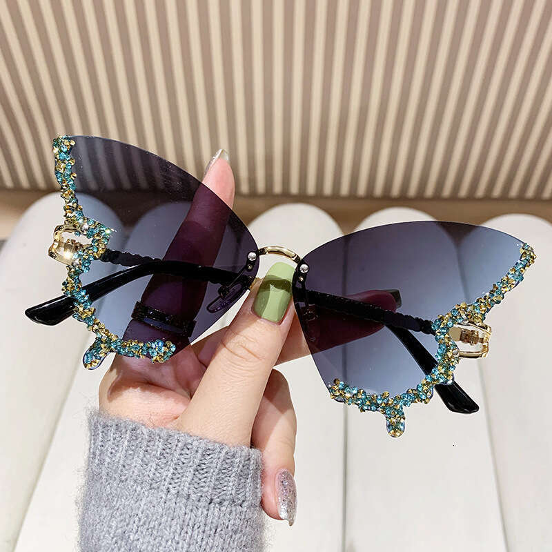 New Cross-Border Butterfly Frame Personality Trend Diamond-Studded Street Fashion UV Protection Sunglasses for Women