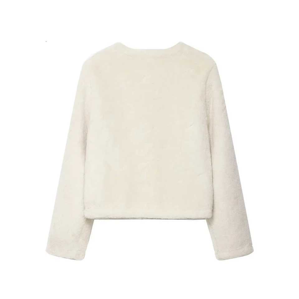 Women Double-Sided Fake Fur Short Jacket Female Loose Casual Single-Breasted Coat Autumn Winter Full Sleeve Jacket StreetwearT251201