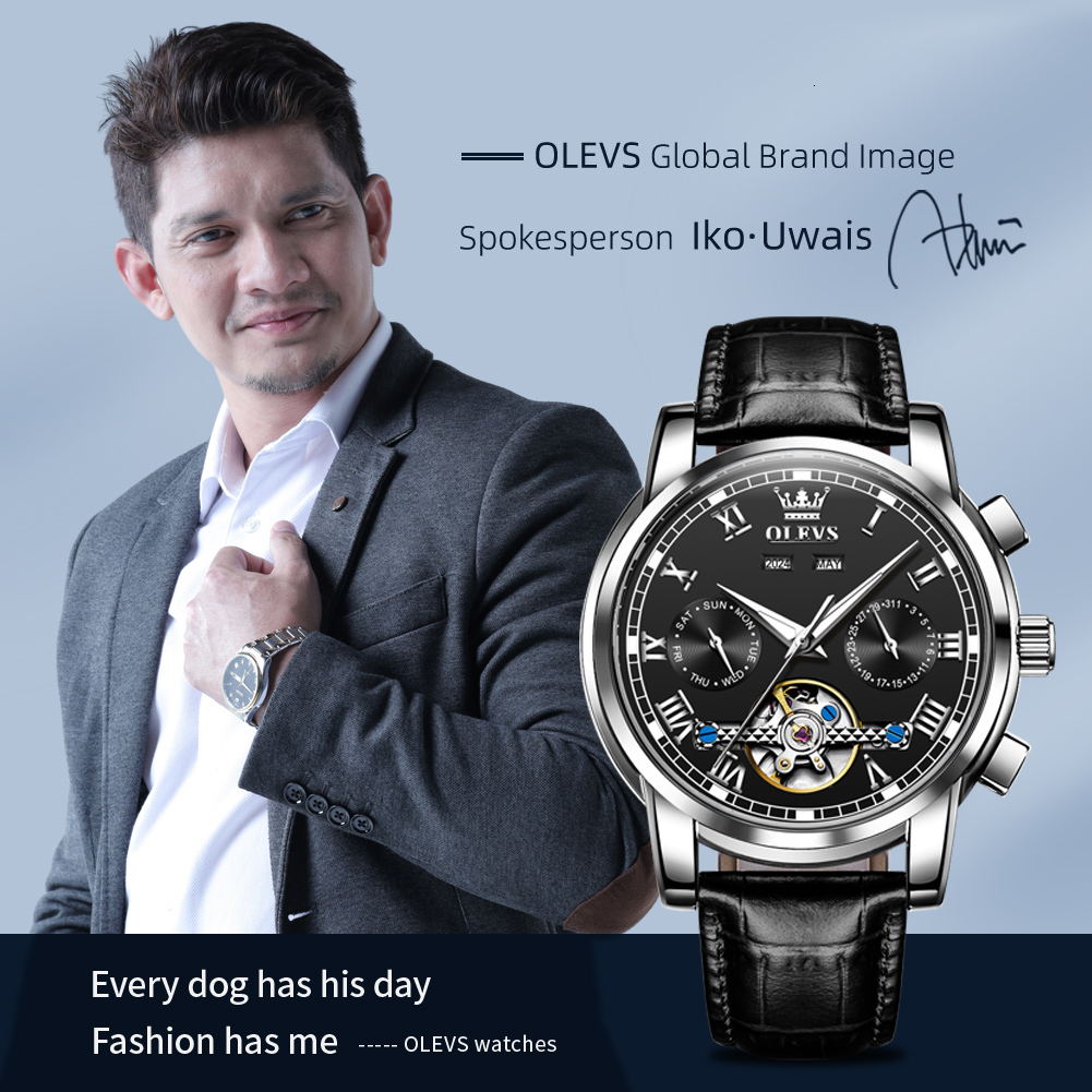 OLEVS Designer Outdoor Men's Sports Luxury Waterproof Fashion Fully Automatic Mechanical Watch Business Skull Classic Luxury Watch Free Shipping 