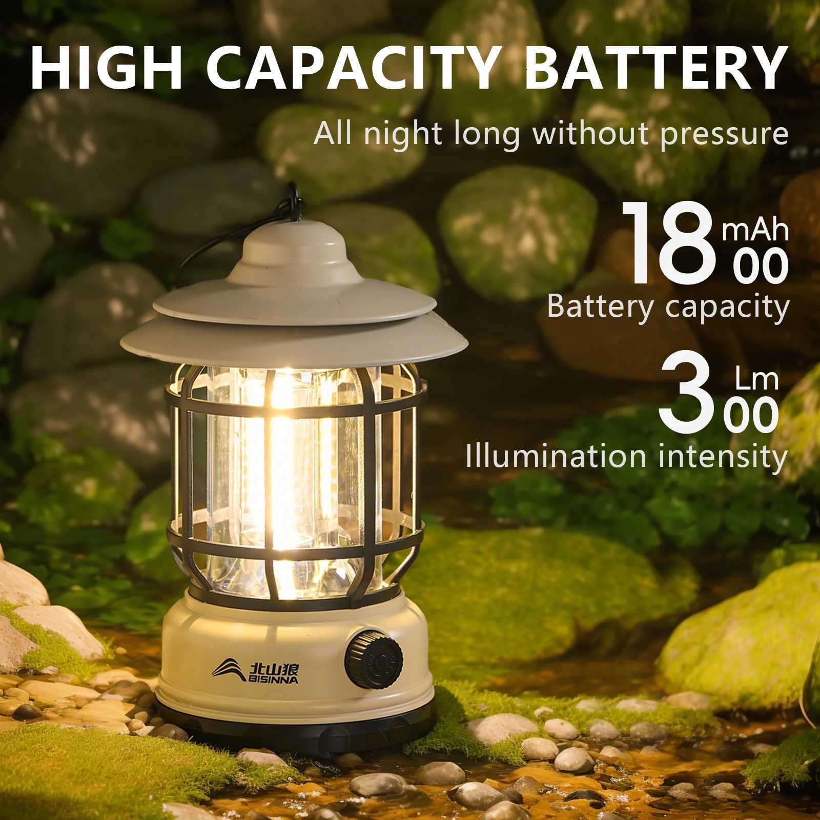 BISINNA Camping Lights Long Endurance Outdoor Tent Lights Rechargeable/Battery Waterproof Camping Lights Retro Atmosphere Lights M251201