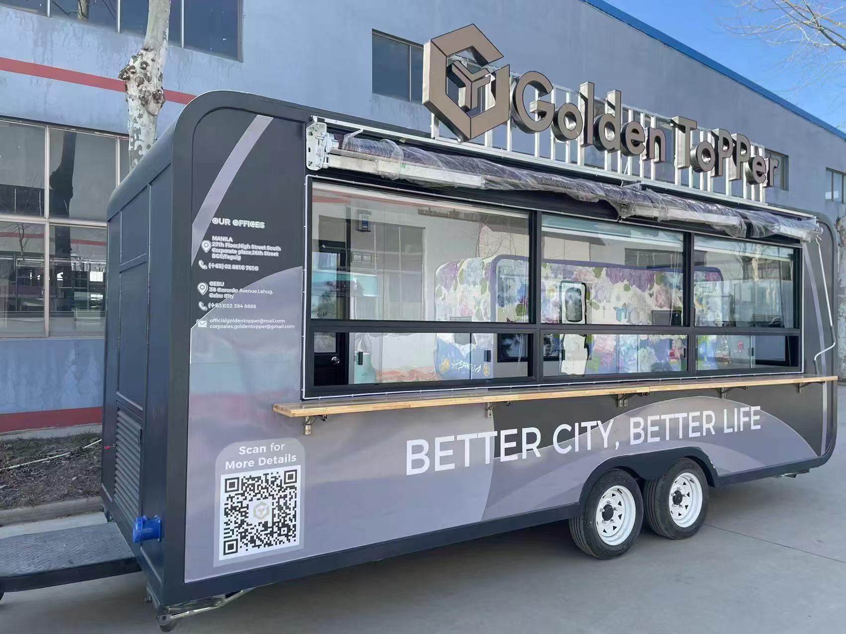 Compact Mobile Kitchen Unit with Service Counter & Storage, Ideal for Festivals and Outdoor Catering