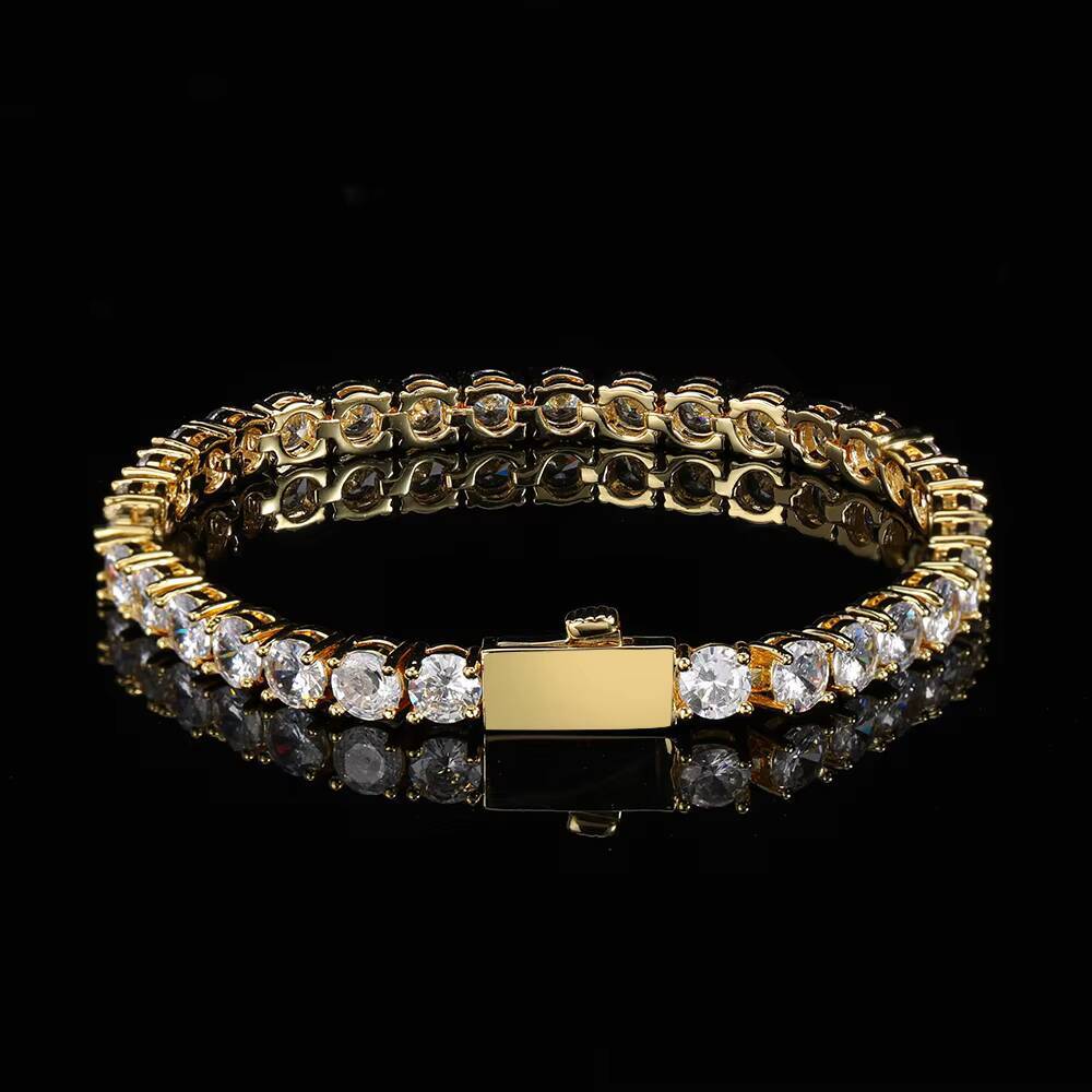 3mm 4mm 5mm Hip Hop Snap Clasp Zircon Chain Custom Mens Diamond Gemstone Tennis Bracelet
