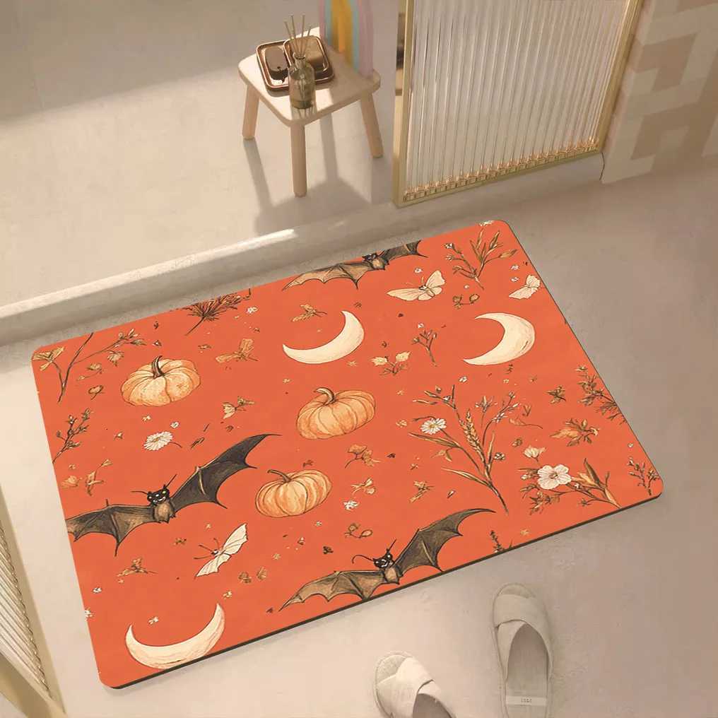 VIKAMA Halloween Cartoon Bat Pumpkin Carpet He Decor Soft And Absorbent Living Ro And Bedro Holiday Decorations H251129