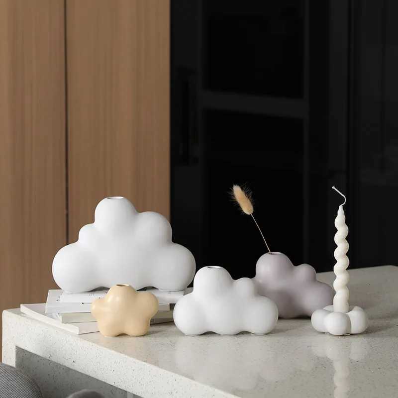 Cartoon Cloud Ceramic Vase Childrens Ro Decoration Floral Arrangement Accessories Terrarium White He Y251201
