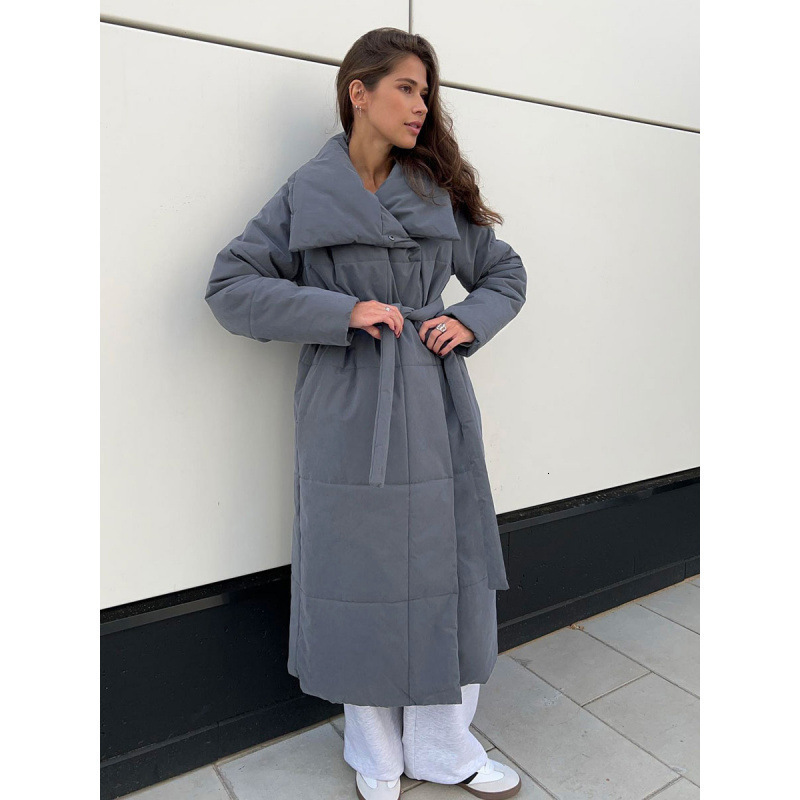 Long Cotton Jacket 2025 Winter New Loose Casual Warm Long Stand Collar Cotton Coat 241009