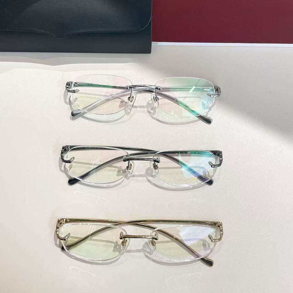 Designer New Frameless Glasses for Women, No Makeup Trendy Style, Blue Light Blocking, Non-Prescription Internet Celebrity Live Streaming Glasses, Can