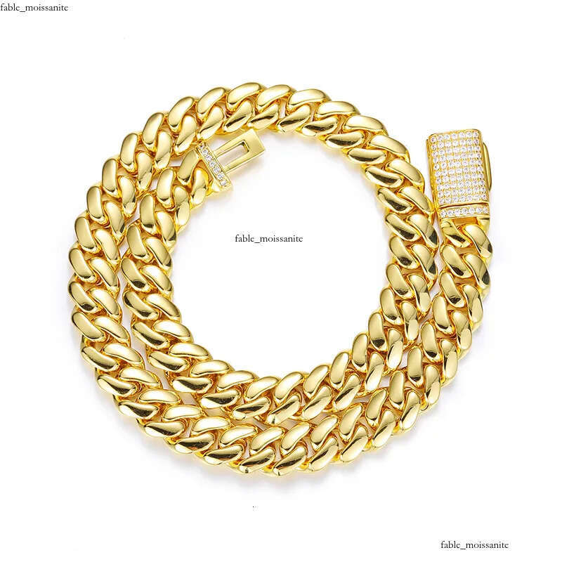 12mm-20mm Hip Hop Heavy Large Miami Cuban Link Chain Mens Necklace Real Gold Plated topBling 5A Zircon Clasp Men Jewelry