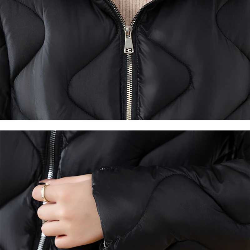 2024 New Winter Jacket Parkas Women Coat Fur Collar Hooded Overcoat Female Jacket Parka Thick Warm Cotton Padded OutwearT251201