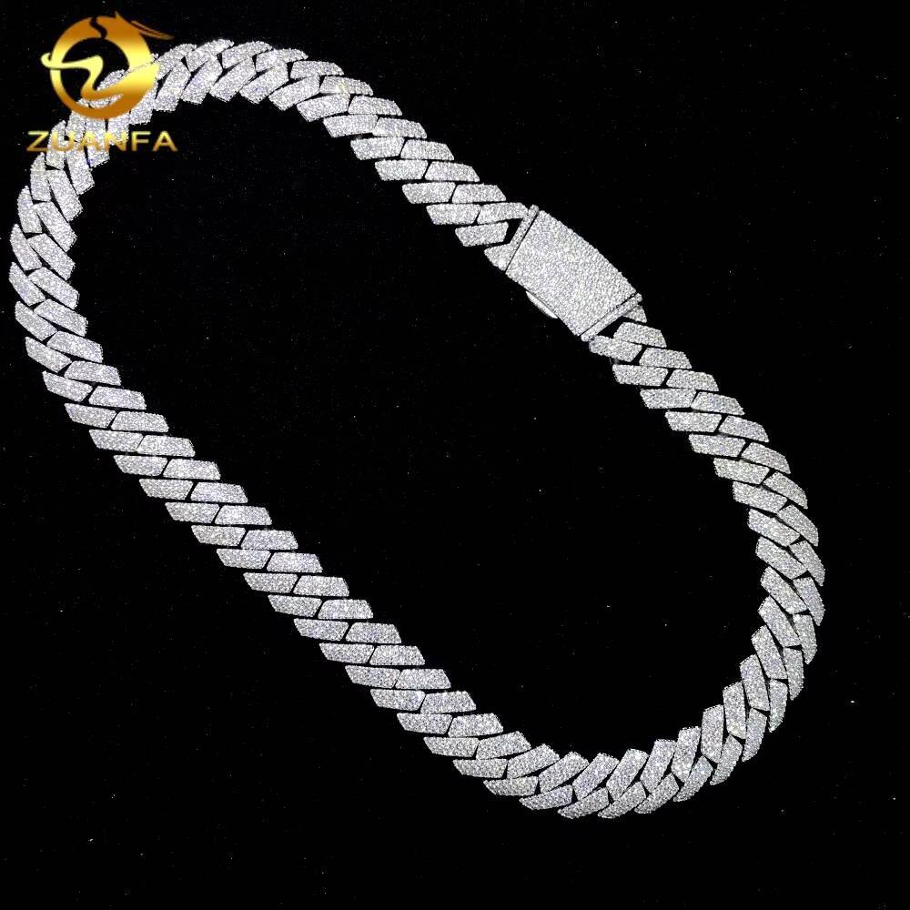 Cheapest Price Promotion 15mm Men Necklace Custom Clasp Iced Out Moissanite Solid 925 Silver Hip Hop Jewelry Cuban Link Chain