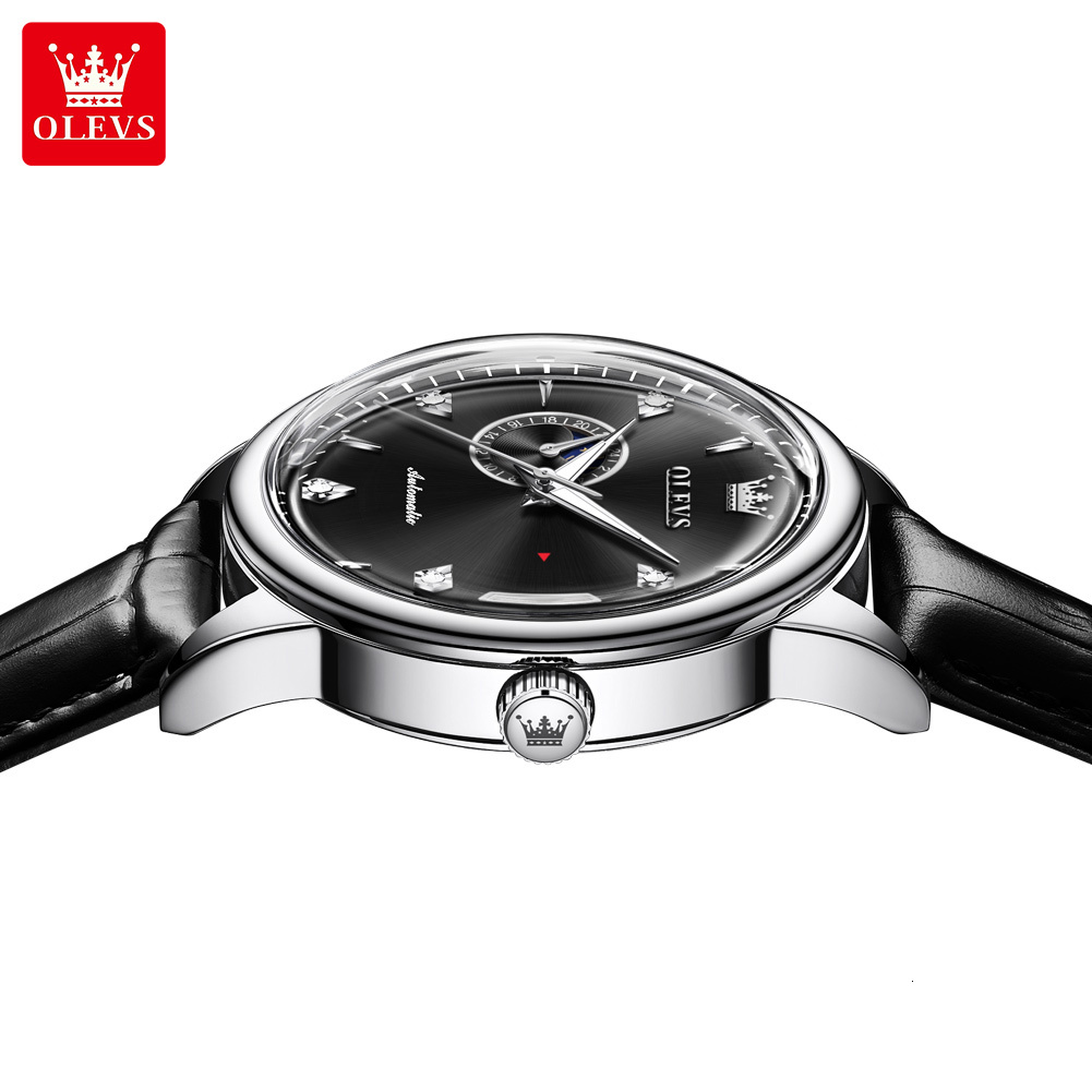 OLEVS Designer Luxury Outdoor Men's Watches Fully Automatic Mechanical Watches Sun Moon Star Glow Waterproof Business Watches Free Shipping Whole