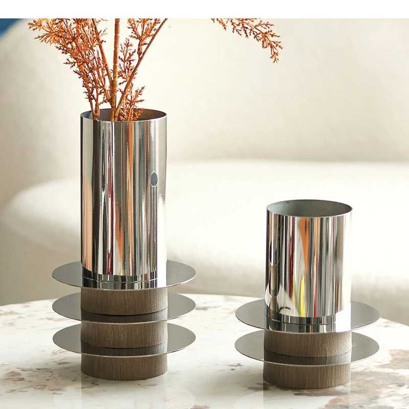 Metal Round Laminated Vase Geetric Arts and Crafts Decoration Floral Arrangement Accessories Flower He Y251201