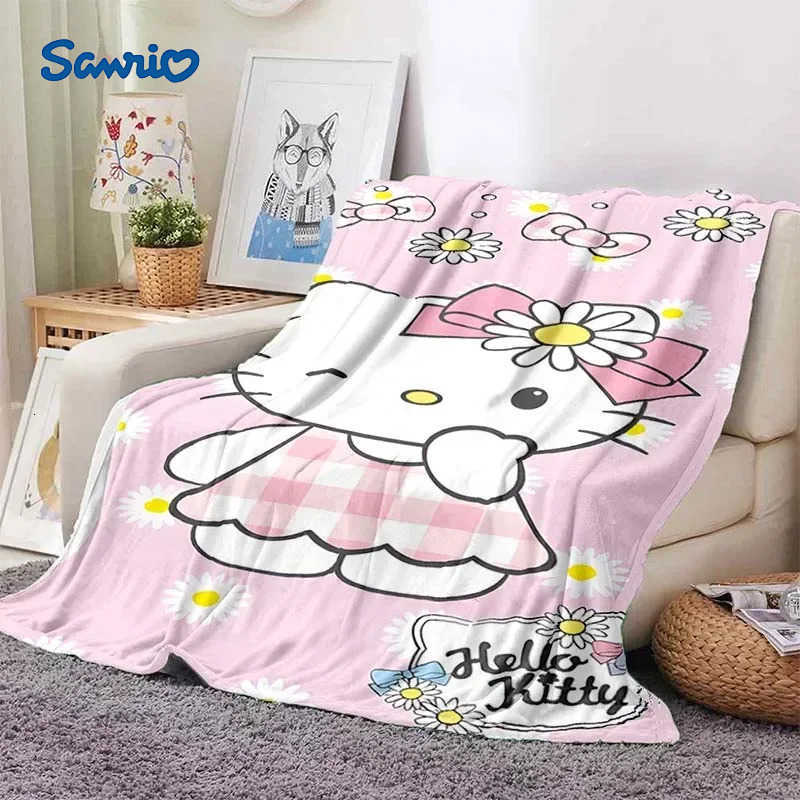 Sanrio Hello Kitty Blanket for Sofa Bed King Size Cute Cat Soft Flannel Throw Fluffy Bed Blanket New Born Winter Blanket Gift H251201