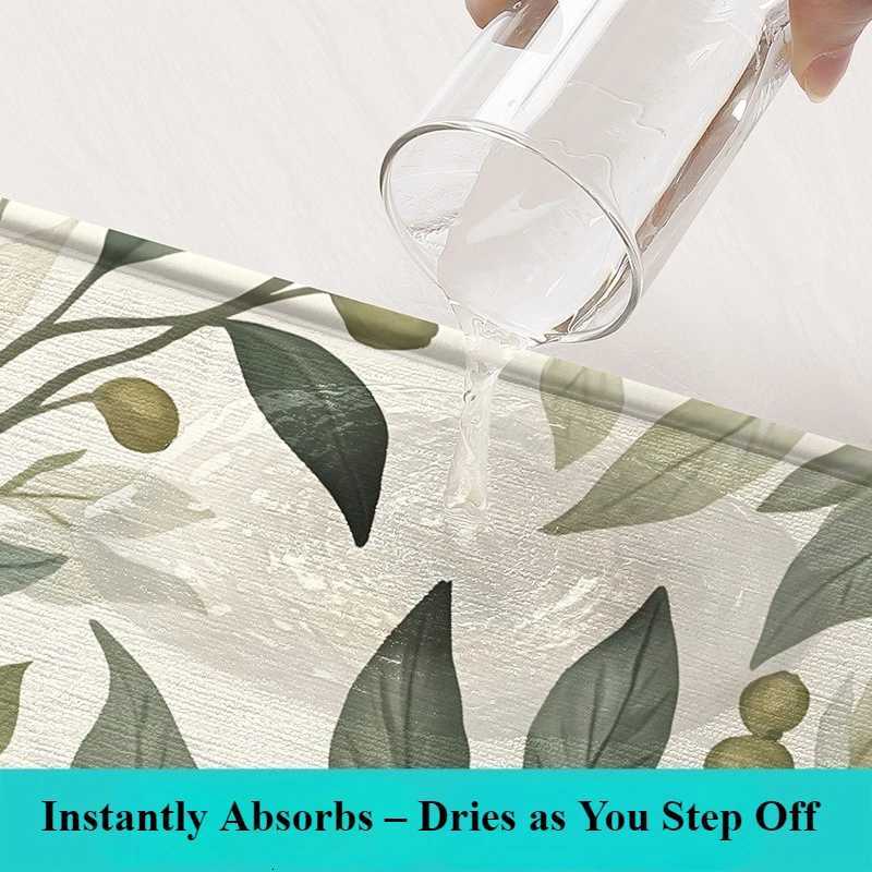 Luxury Floral Bath Mat - Extra Thick Quick Dry Sponge - Super Absorbent Skin-Friendly Non-Slip Bathro Rug - Elegant Style H251129