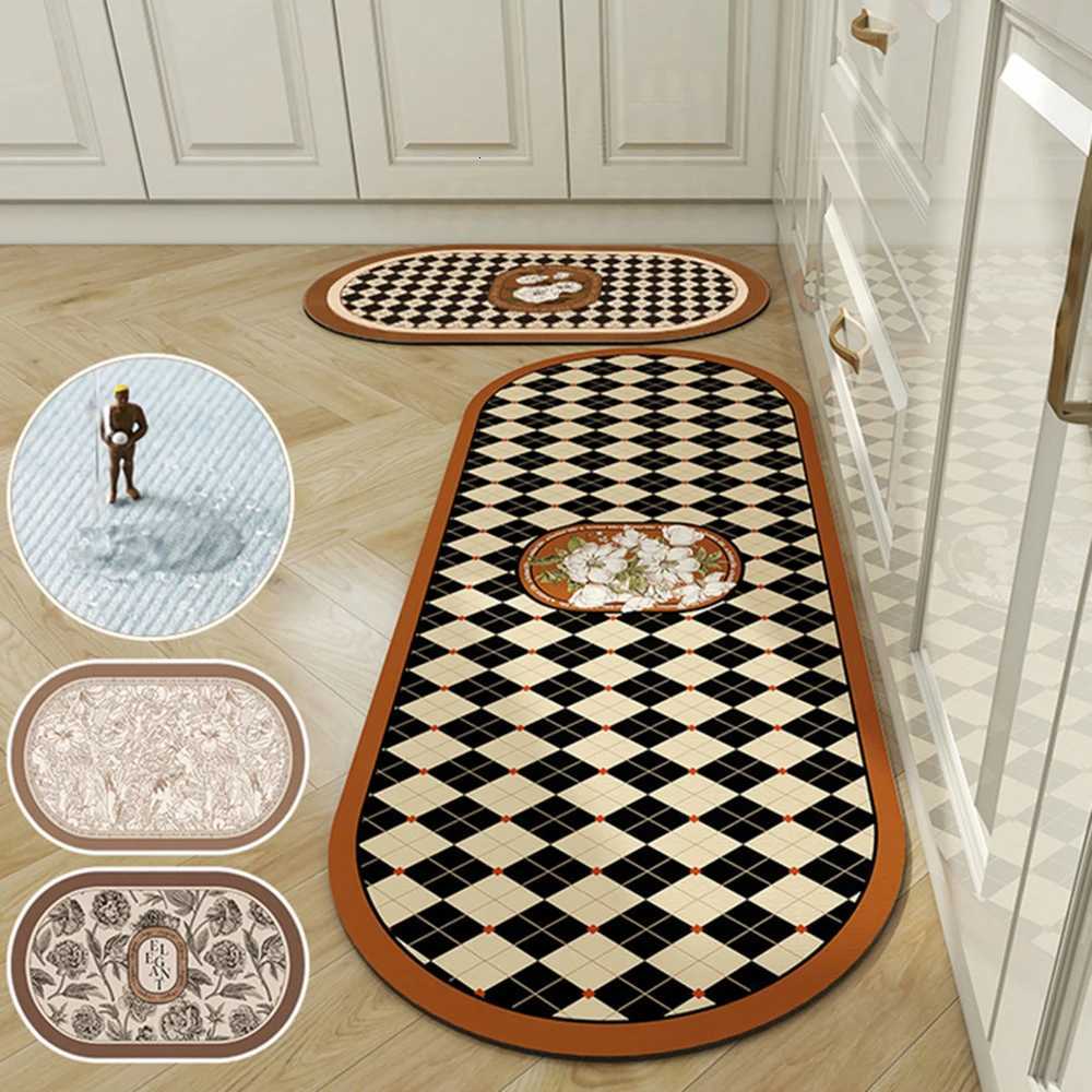 Style Kitchen Floor Mat Non-slip Washable Household Long Rugs Water-absorbing Oil-absorbing Pad Premium Kitchen Carpet H251129