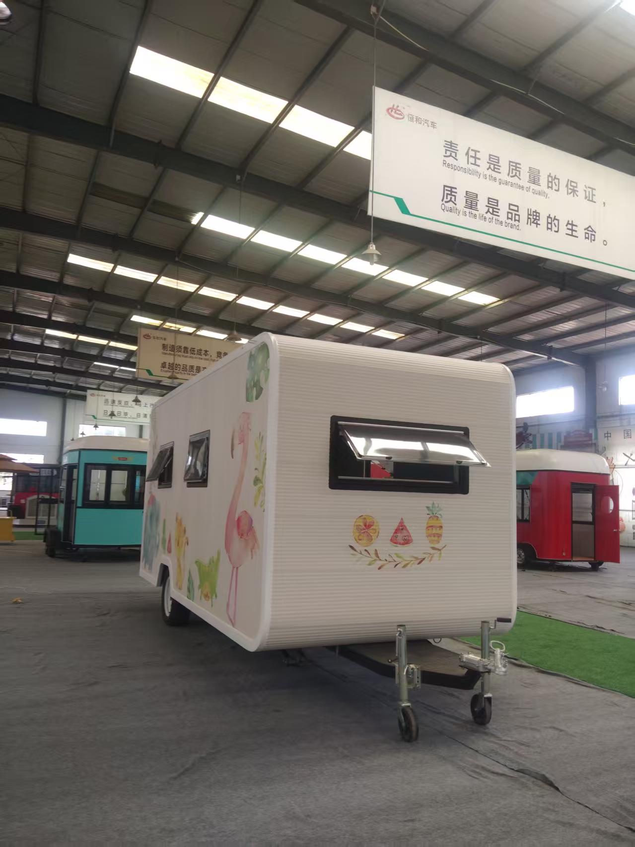 All-in-One Festival Food Truck: Compact Trailer with Counter & Ample Storage Cabinets