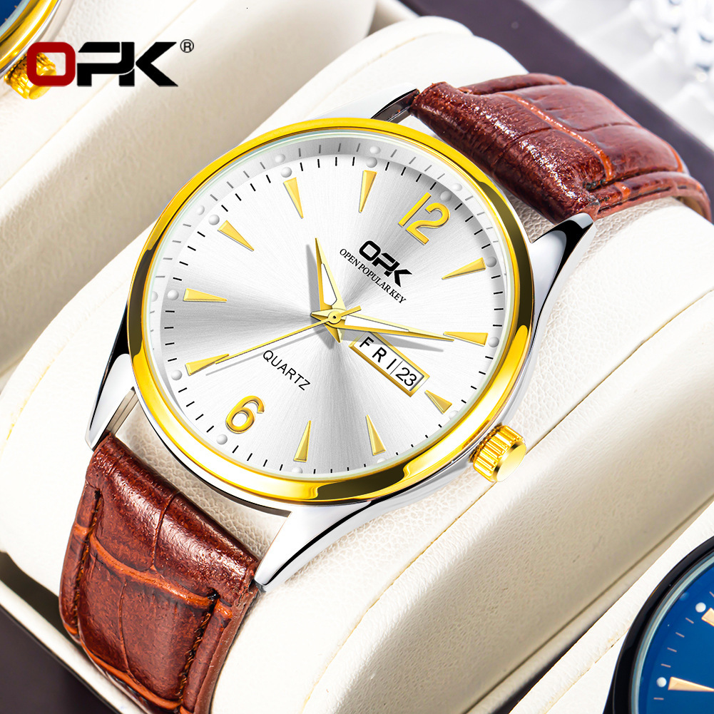 OPK Free Shipping New Designer Watch One Piece Dropshipping Hot Selling Simple Business Dual Calendar Quartz Watch Men's Watch Male Watch